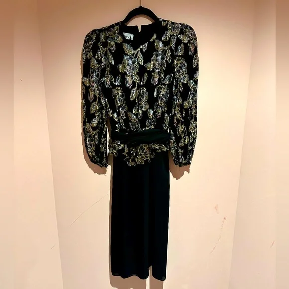 gold disco dress vintage 70s Disco Dress in Black with Gold Sparkle, Halter Style w/ Cutouts, Open  Back & Deep Side Slits / S